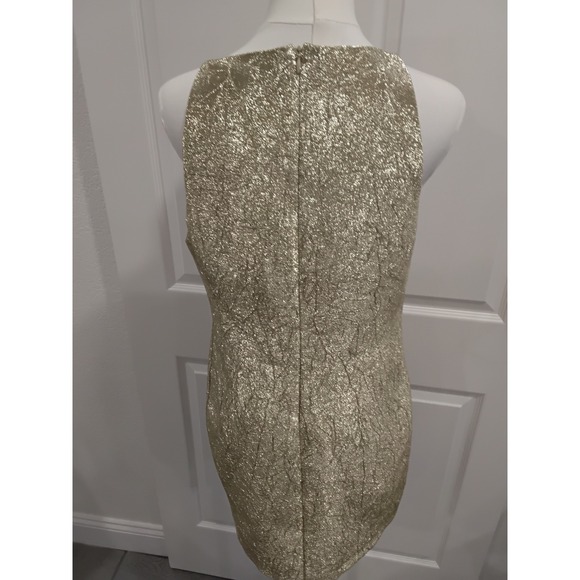 ZARA Metallic Gold Halter Neck Mini Dress Sparkle Party Occasion Size L - Picture 3 of 7